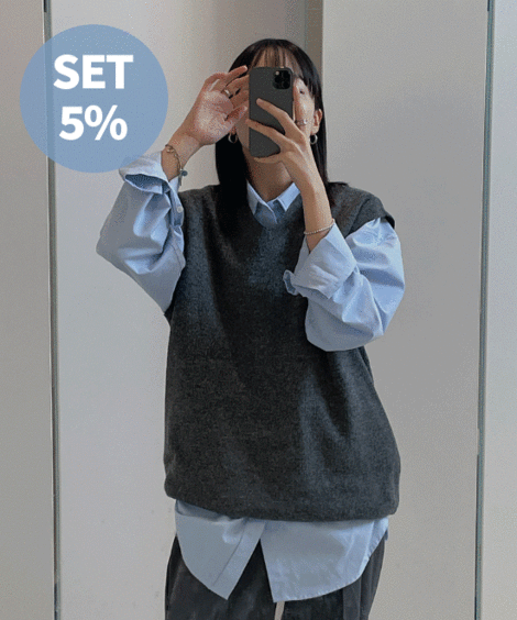 (SET 5%) 리버 셔츠 커플룩 세트